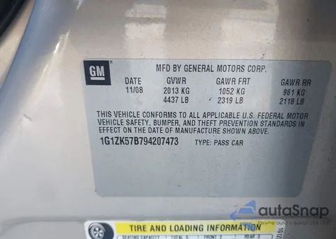 2009 Chevrolet Malibu Ltz from USA, damaged, VIN 1G1ZK57B794207473